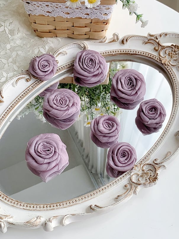 Blue Purple White / Black Brooch Beige Rose