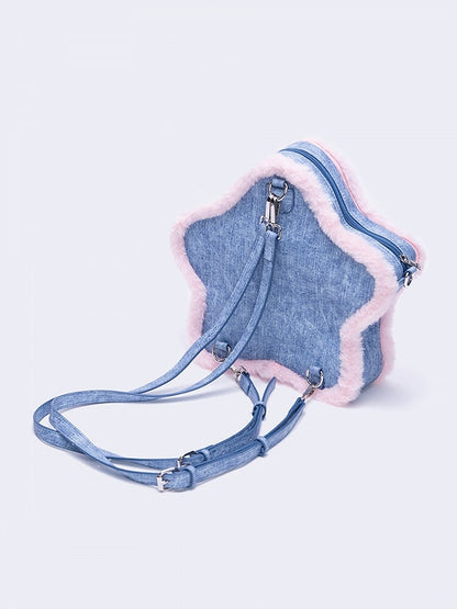 Blue Ita Detail Stud Backpack Trim Star-shaped Plush