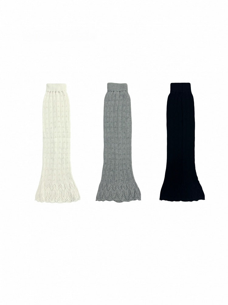 Knitted Warmers Leg Black/White/Gray Balletcore Flared