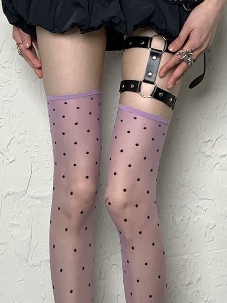 Optionen 7 Muster Polka-Dot Y2K Overknee Strümpfe