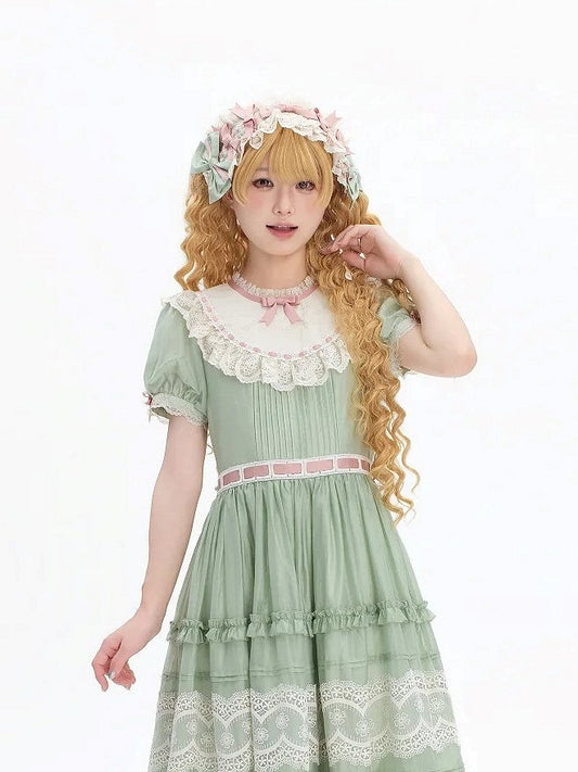 Green Lace Hairband Purple Bowknots - Pumpkin Planet