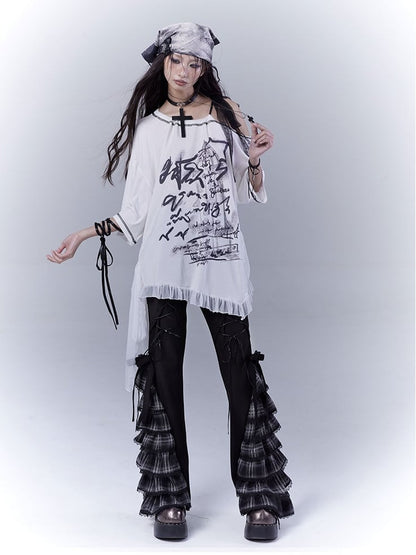 Black Lace-Up Plaid Cuff Slim Pants - WSW No Body