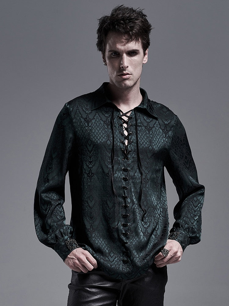 Green Men's Gothic Jacquard Shirt