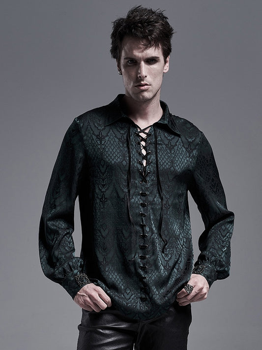 Green Gothic Jacquard Shirt Men's