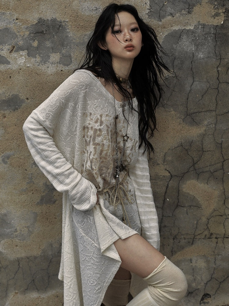 ブラックホワイトゴシックパンクレターズアシンメトリートップス