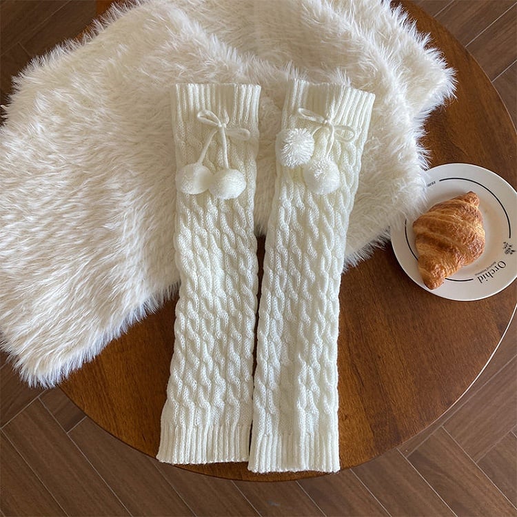 Lolita Warmers (6 Pom-Pom Cable-Knit Style Leg Colors)