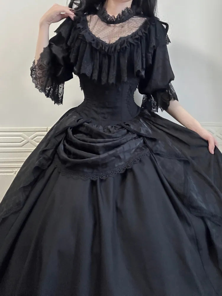 All Black Aristocrat  Gothic Edward Neck / V-neck Top