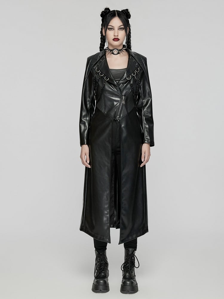 Black Punk Visual Heavy-Processed Leather Jacket