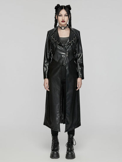 Black Punk Visual Leather Heavy-procesed Jacket