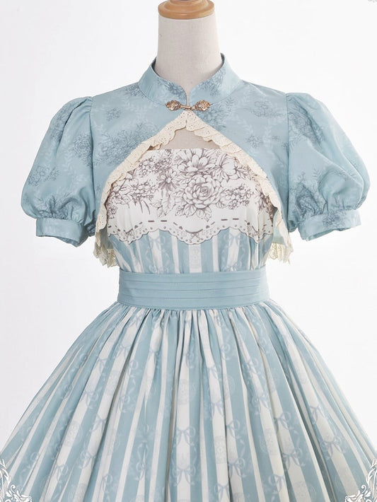 Boléro Manches Bouffantes Bleu