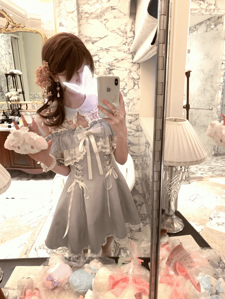 Purple Light in Style Pure Dress Off-Shoulder Landmine Edgy