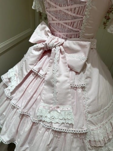Snowy Pink Cotton JSK Dress with Ruffle Edging