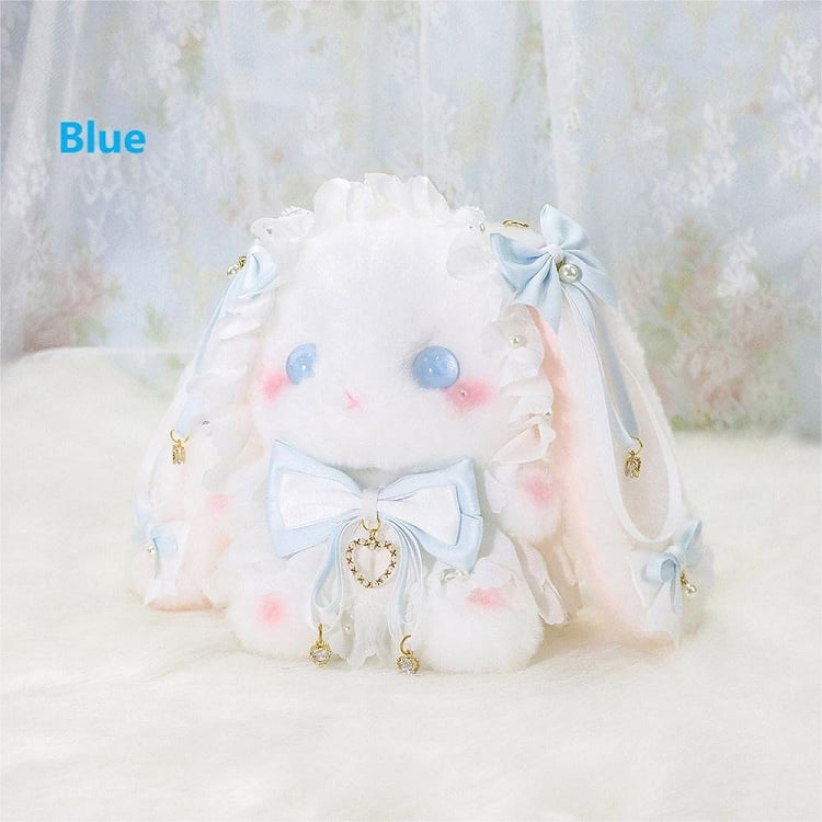 Bunny Bag 6 Heart Colors Decorated Plush Tassel Strap White Macaron with Convertible