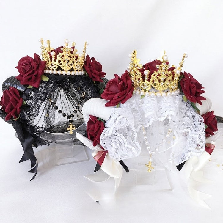 4 Colors Gothic Crown with Faux Accents Horn Rose KC