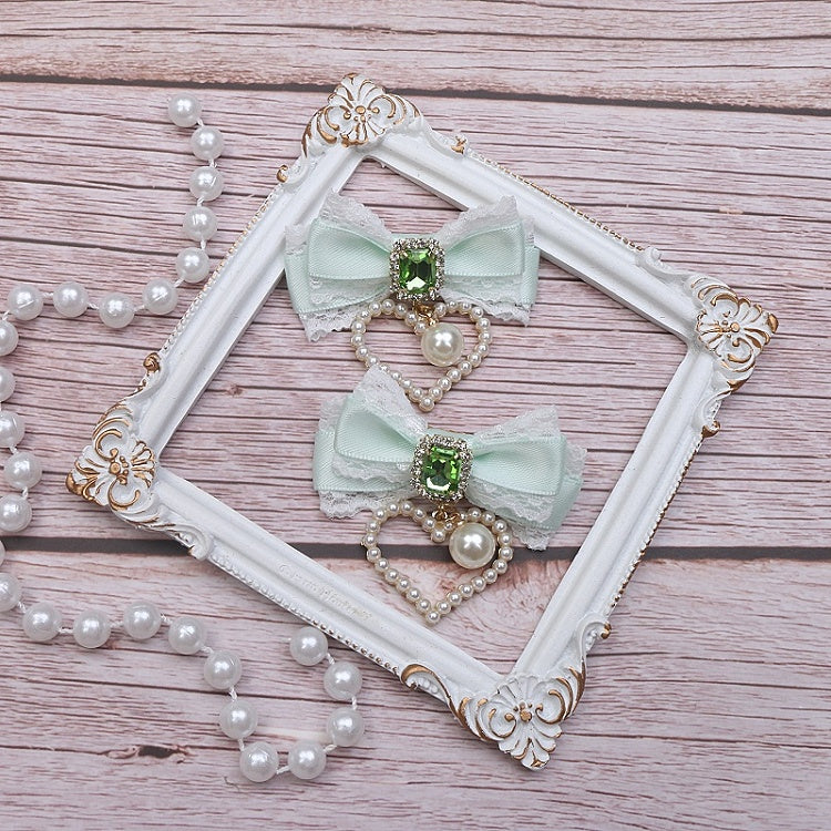Bowknot Hairclip Options Lace Kei Jirai Charm 10 Heart Pearl Color