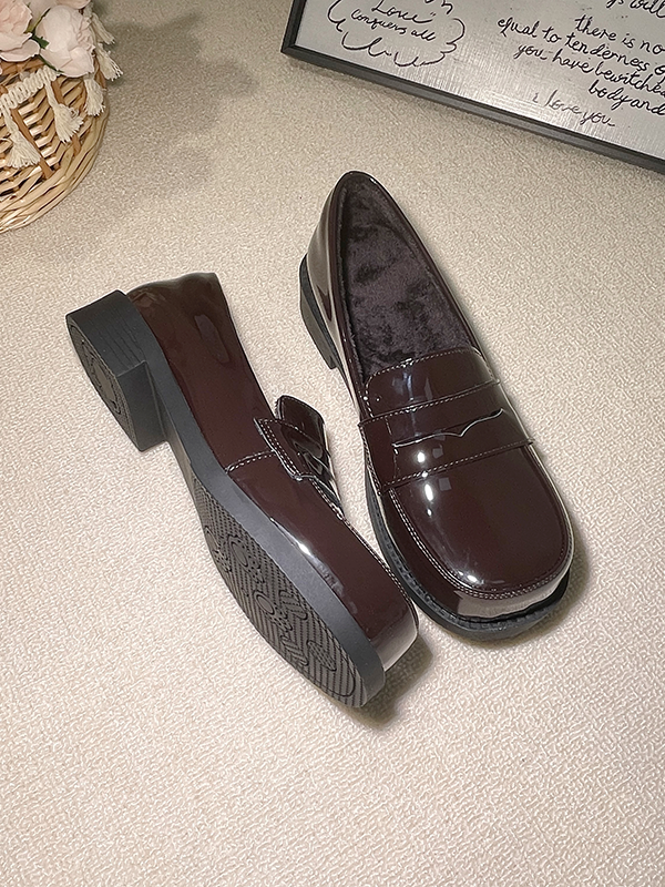 Brown Preppy Style 2.5cm/4.5cm Loafers with Slip-in Fit Design & Plush Inner Lining