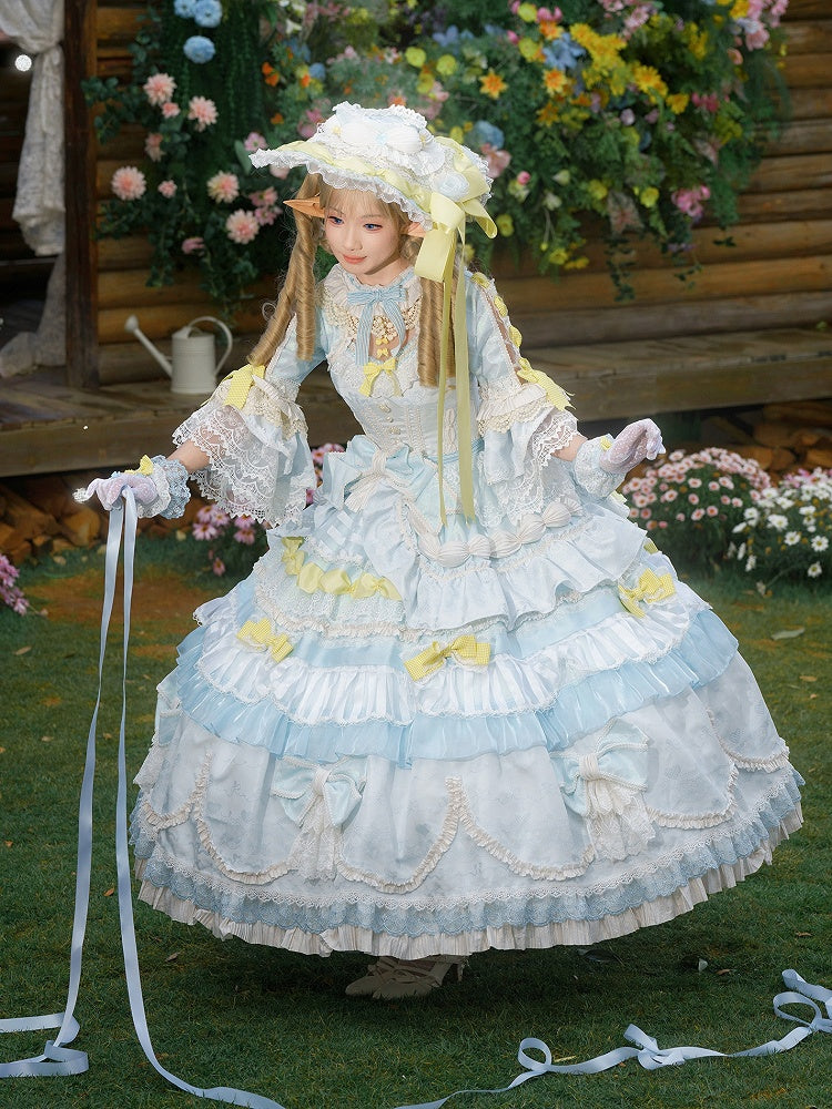 Sleeves Gorgeous Hanayome Large + Blue Bell Lolita Dress Hat Gloves