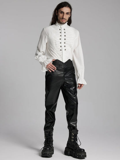 3D White Pleated Shirt Goth Men's