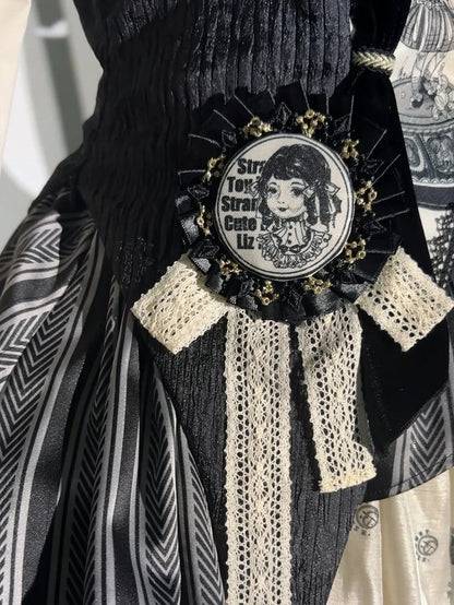 Komplettes Lolita Circus Ärmel Set in Schwarz – Vibes Sweet und Puff White