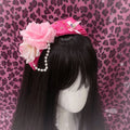 Details with Style Bow Pink KC - Pearl Floral Rhinestone Hime-kei Headpiece