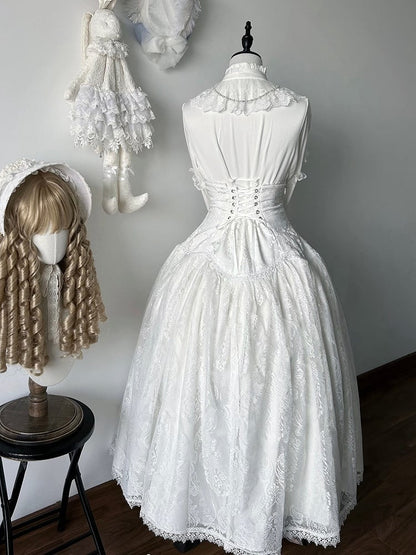 ロリータハイスーパーロングホワイトスカートゴシックバージョンウエスト