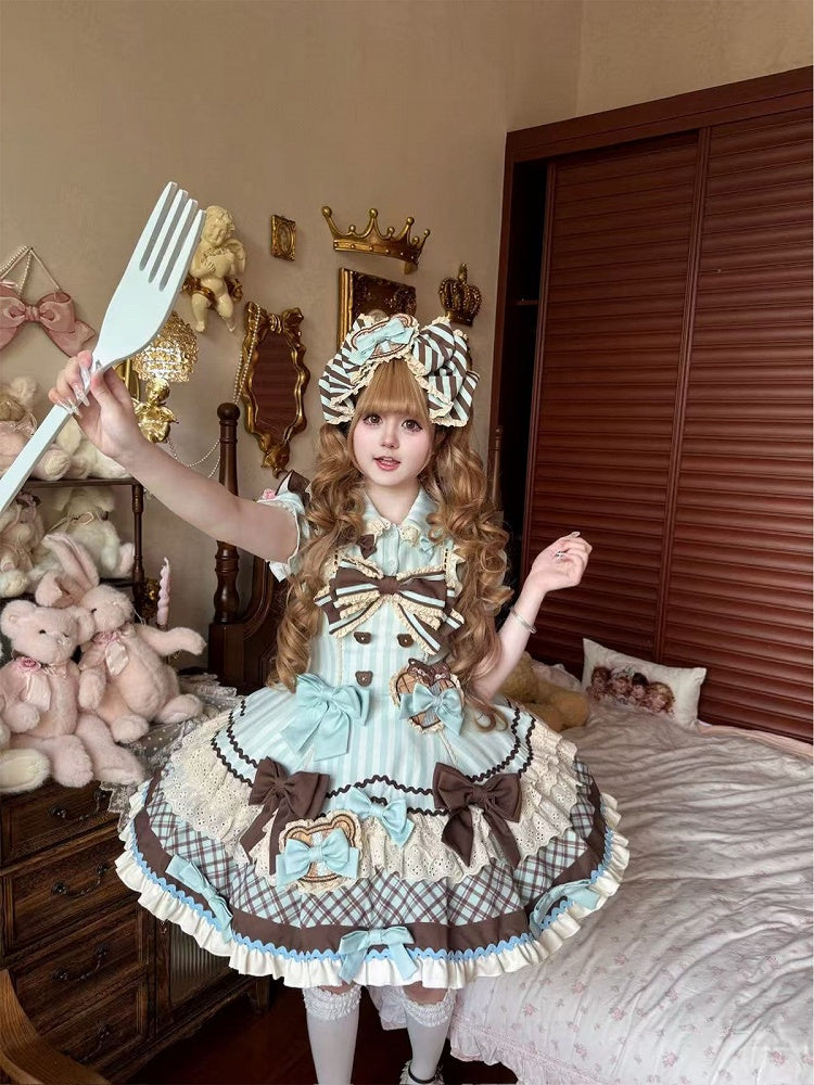 Details Kawaii Puff Theme JSK Dress Sleeves at with Chocolate Bowknot Back Lolita -
