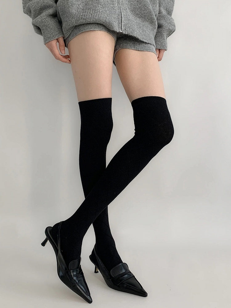 Knit Over-the-Knee Colors) Warm (5 Diamond Stockings
