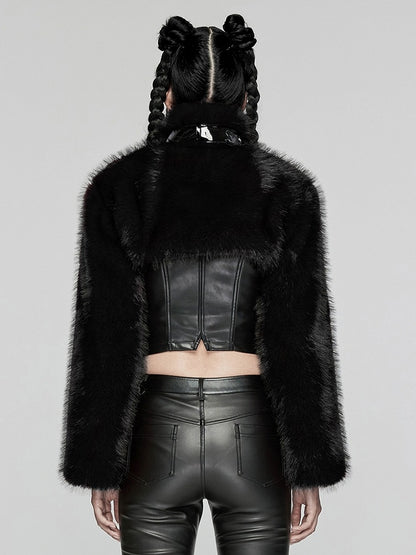 Short Fur Jacket Personalized Black Punk