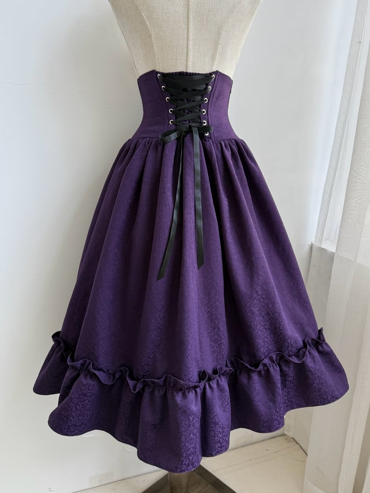Waist Drawstring Purple Bust Gothic Boned Skirt High Lolita Under