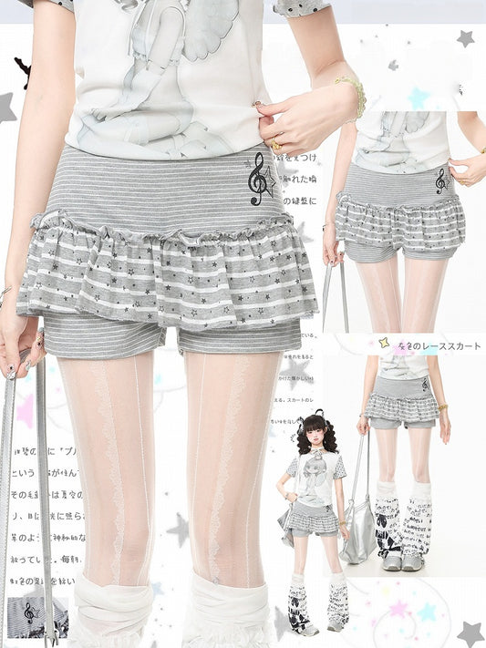 Gray Striped Star Pattern Skort - Languid Park