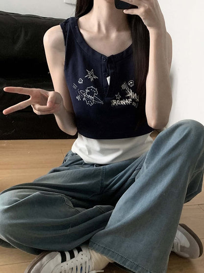 Top in Graffitiblau/Dunkelblau