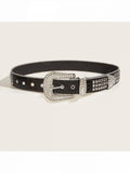 Punk Black Metal Rhinestone Buckle Belt