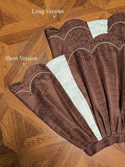 Chocolate with Scalloped Trim Green Pleating Mint Sweet Details Skirt Edge Lolita