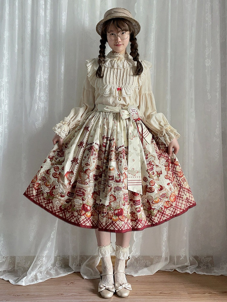Chick Tinned Tomatoes Egg Hen and Country Skirt / Fried Lolita Print