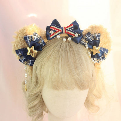 KC Bear Farbe Teddy Ohr Plaid Optionen mit – Ketten Bowknots Bead 4 Lolita und