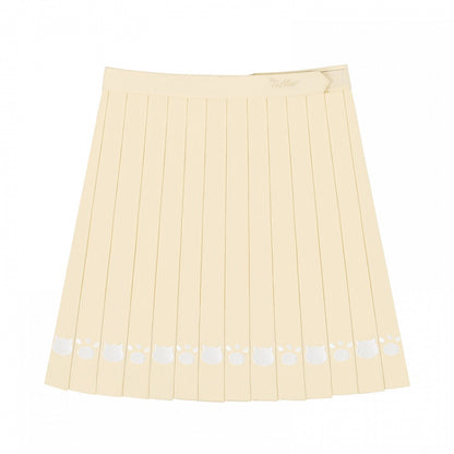 黄色の太もも丈JK制服プリーツスカート