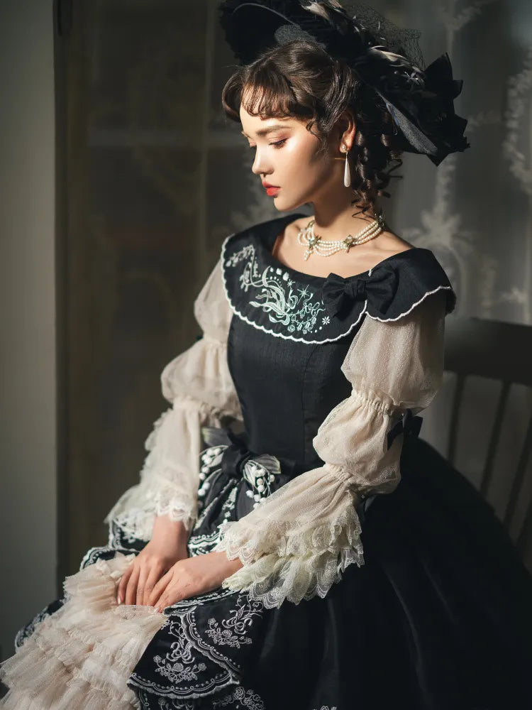 ブラウス 袖 リボン マリーディテール ブラック グリーン ピンク/ベージュ