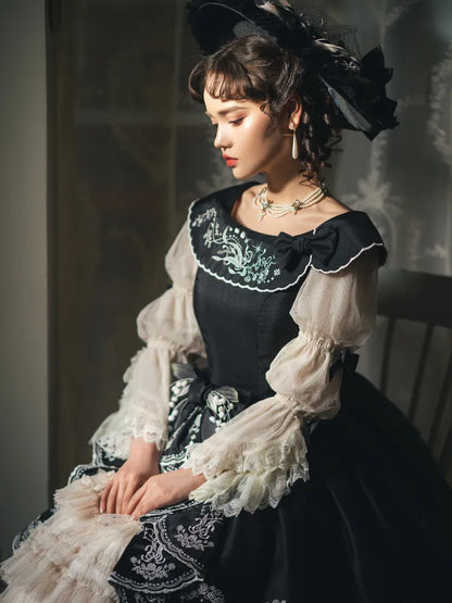 ブラウス 袖 リボン マリーディテール ブラック グリーン ピンク/ベージュ