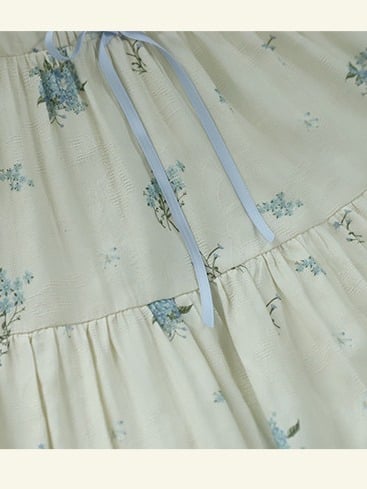 Sweet Lolita Style Summer JSK Dress with Lace & Blue Floral Print - Rock Candy Box