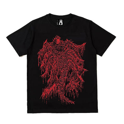 Fiend Print Blood with T-Shirt Gothic Black
