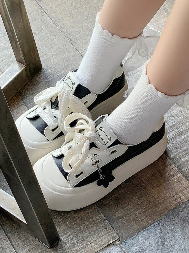 Black Kawaii Platform - Daily Shoes White Sole