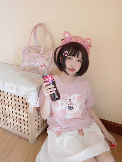 ピンク/ブラック シアー イタ トートバッグ