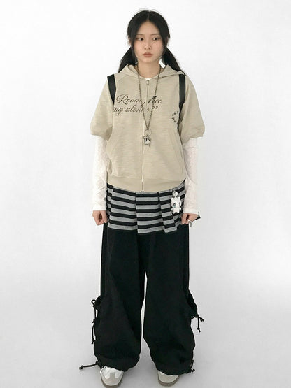 Waist with Elastic Tie Covered Closure