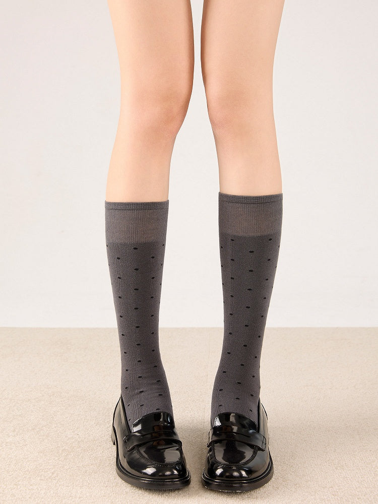 Calf Pattern Slimming Socks Black/White/Dark Polka Gray Dot