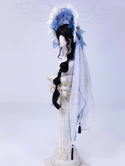 Blue Bonnet and with White Detachable Veil