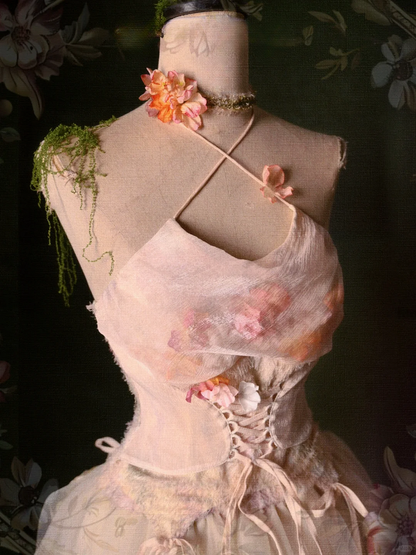 Neckholder-Ausschnitt, Wasserfallausschnitt, Fee, zum Selbstbinden, Blumenhals