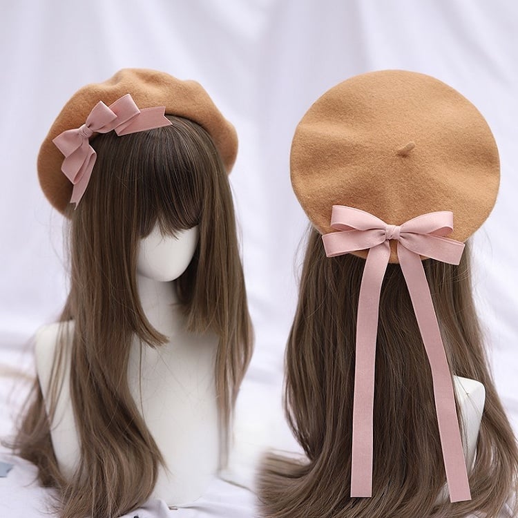 Ribbon Options Bowknot Detachable 8 With Beret Color Lolita Long