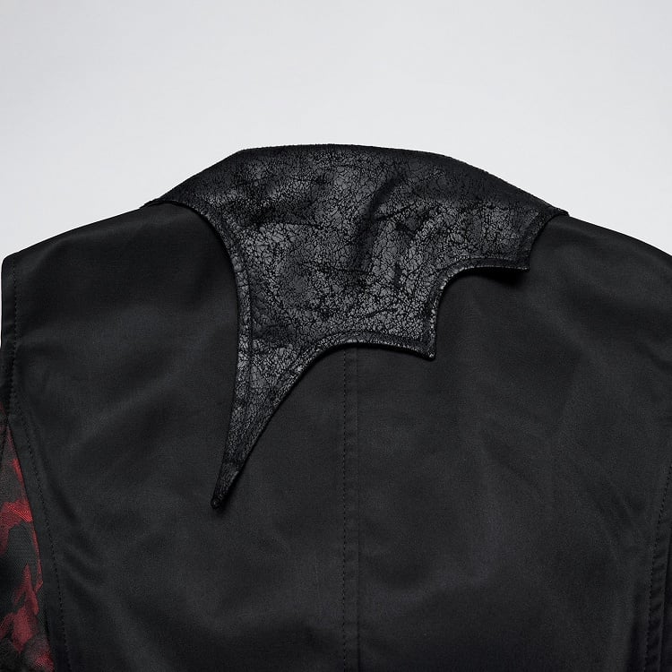 Asymmetrical Gothic Design Black Vest Men's