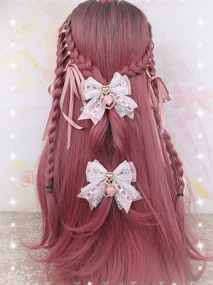 Strawberry Charm Hairclip Options Heart Bowknot Kei Color 5 Jirai