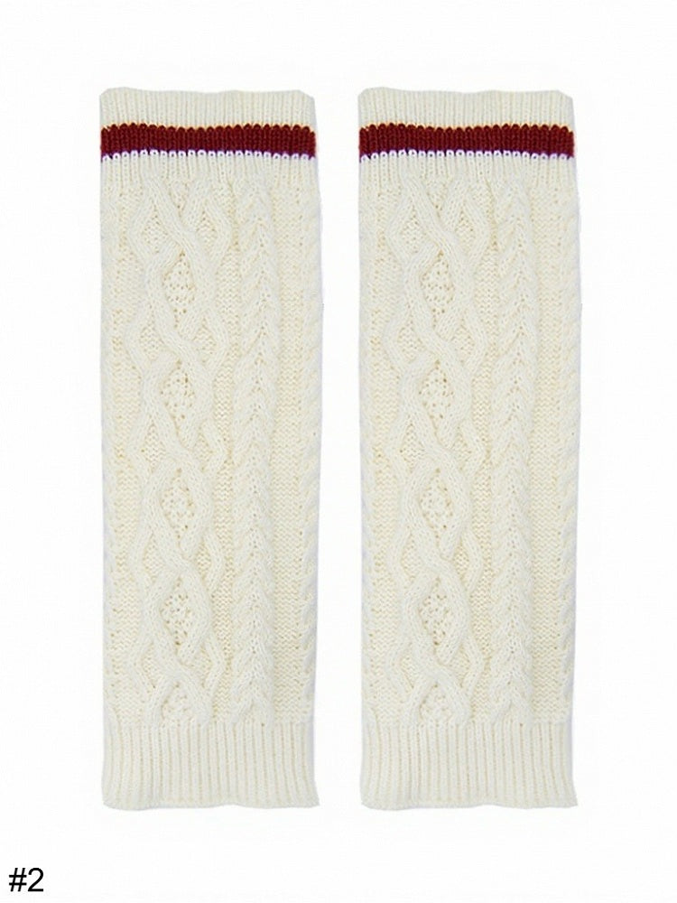 Knit Leg Warmers with Red Stripes - ModaSwings